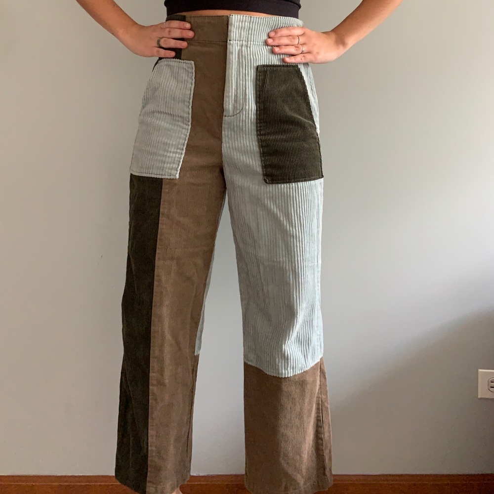 Patchwork corduroy pants